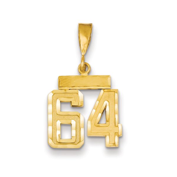 14k Yellow Gold, Varsity Collection, Small D/C Pendant Number 64