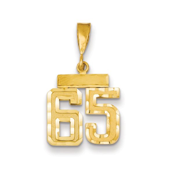 14k Yellow Gold, Varsity Collection, Small D/C Pendant Number 65