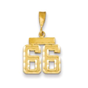 14k Yellow Gold, Varsity Collection, Small D/C Pendant Number 66