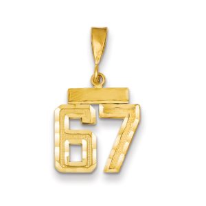 14k Yellow Gold, Varsity Collection, Small D/C Pendant Number 67