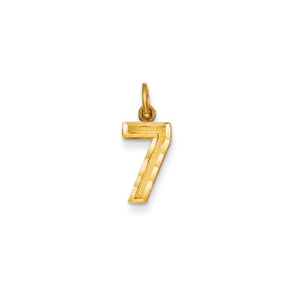 14k Yellow Gold, Varsity Collection, Small D/C Pendant Number 7