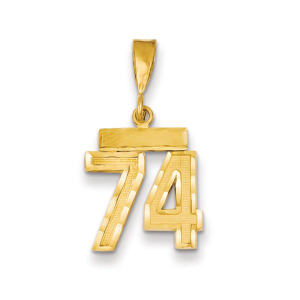 14k Yellow Gold, Varsity Collection, Small D/C Pendant Number 74