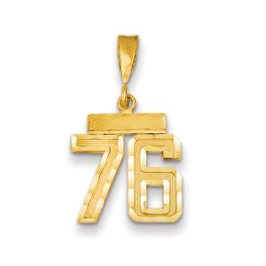 14k Yellow Gold, Varsity Collection, Small D/C Pendant Number 76