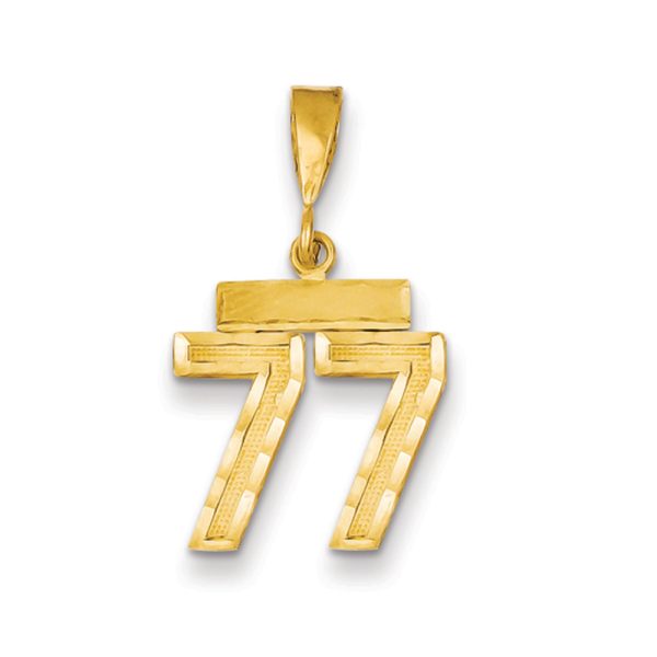 14k Yellow Gold, Varsity Collection, Small D/C Pendant Number 77