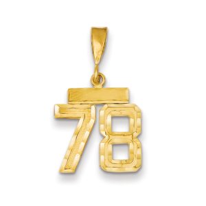 14k Yellow Gold, Varsity Collection, Small D/C Pendant Number 78