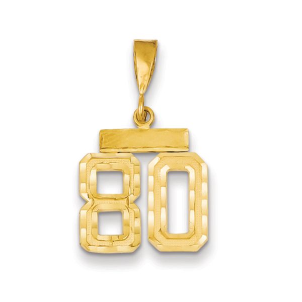 14k Yellow Gold, Varsity Collection, Small D/C Pendant Number 80