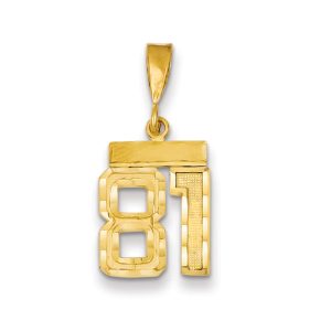 14k Yellow Gold, Varsity Collection, Small D/C Pendant Number 81