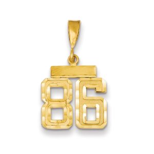 14k Yellow Gold, Varsity Collection, Small D/C Pendant Number 86