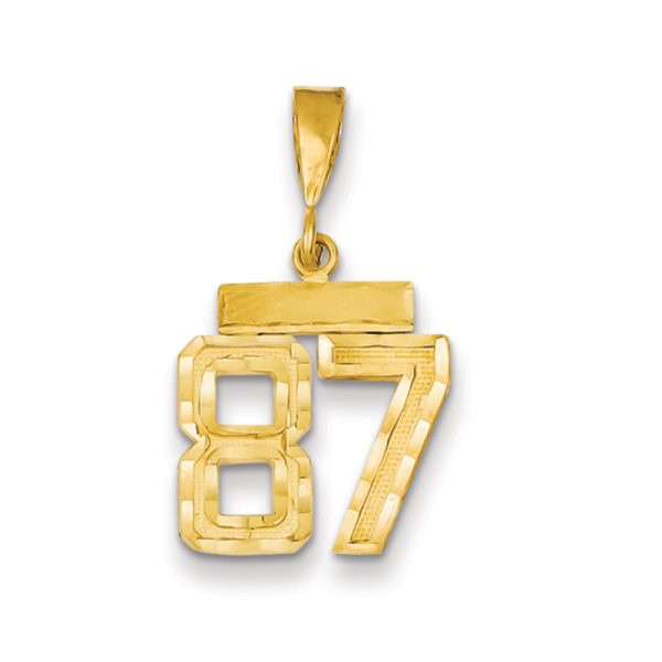 14k Yellow Gold, Varsity Collection, Small D/C Pendant Number 87