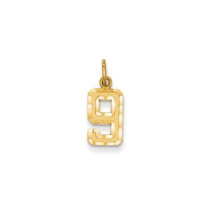 14k Yellow Gold, Varsity Collection, Small D/C Pendant Number 9