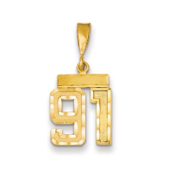 14k Yellow Gold, Varsity Collection, Small D/C Pendant Number 91