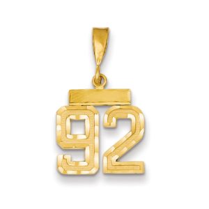 14k Yellow Gold, Varsity Collection, Small D/C Pendant Number 92