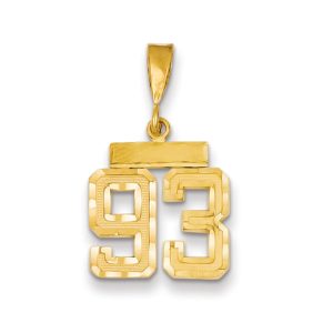 14k Yellow Gold, Varsity Collection, Small D/C Pendant Number 93