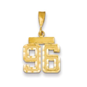 14k Yellow Gold, Varsity Collection, Small D/C Pendant Number 96