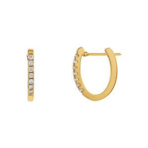 14mm Oval 1/5 Cttw Diamond Hoop Earrings in 14k Yellow Gold