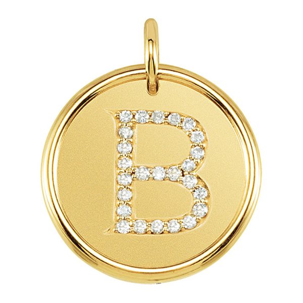 1/8 Ctw G-H, I1 Diamond Initial 17mm 14k Yellow Gold Pendant Letter B