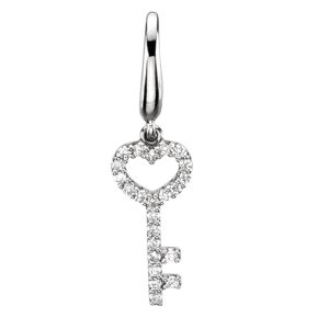 1/8 cttw G-H, I1 Diamond Key Charm in 14k White Gold