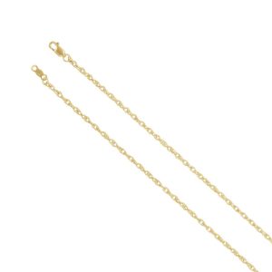 18k Yellow Gold 2mm Solid Loose Rope Chain Necklace, 16 Inch