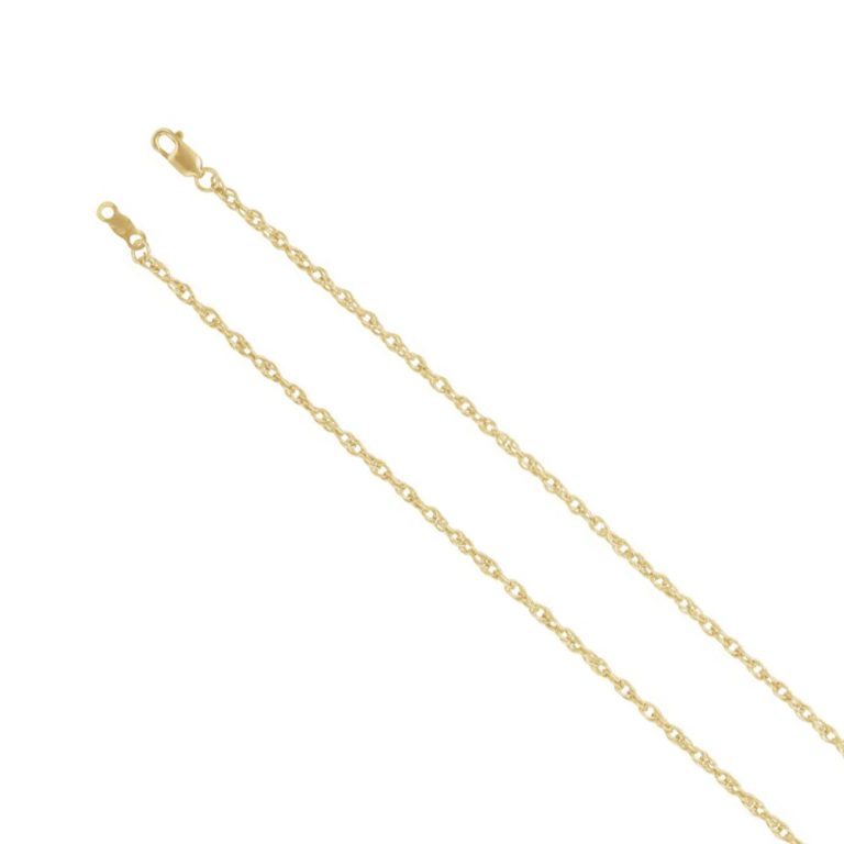 18k Yellow Gold 2mm Solid Loose Rope Chain Necklace, 16 Inch