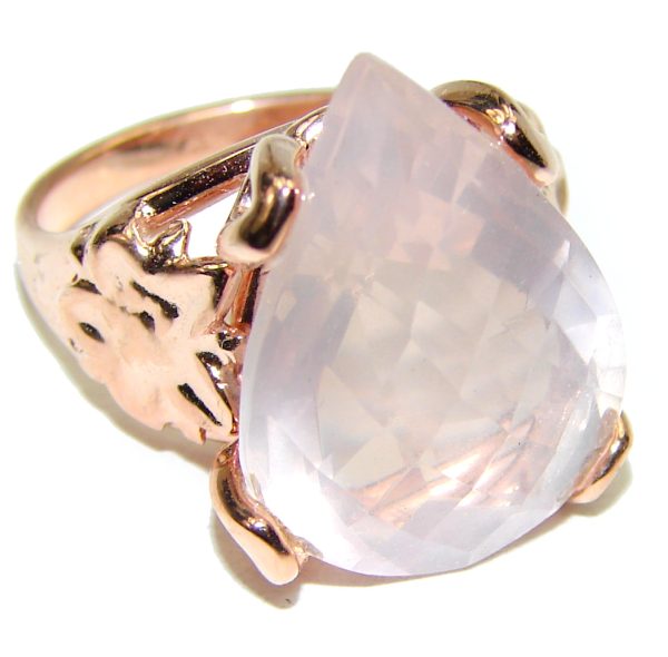 19.2 carat Rose Quartz 18K Gold over .925 Sterling Silver brilliantly handcrafted ring s. 7