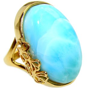 19.5 carat Larimar .925 Sterling Silver handcrafted Ring s. 7 1/4