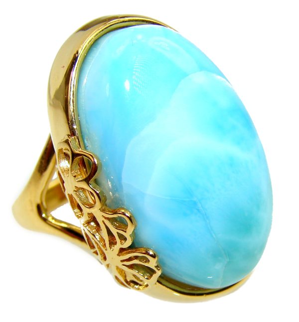 19.5 carat Larimar .925 Sterling Silver handcrafted Ring s. 7 1/4