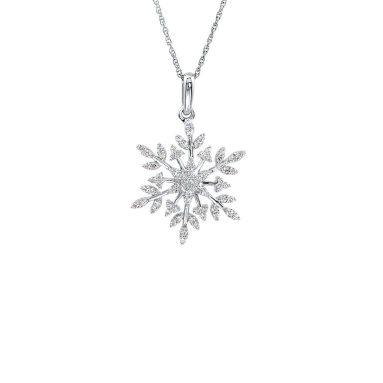 19mm Cubic Zirconia Snowflake Necklace in Sterling Silver, 18 Inch