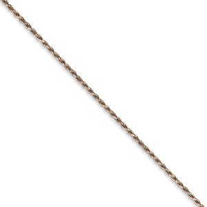 1mm, 14k Rose Gold, Diamond Cut Solid Rope Chain Necklace, 16 Inch