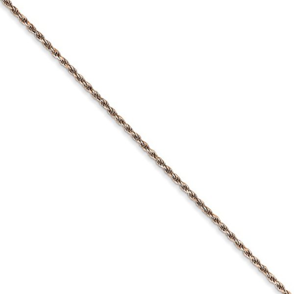 1mm, 14k Rose Gold, Diamond Cut Solid Rope Chain Necklace, 16 Inch