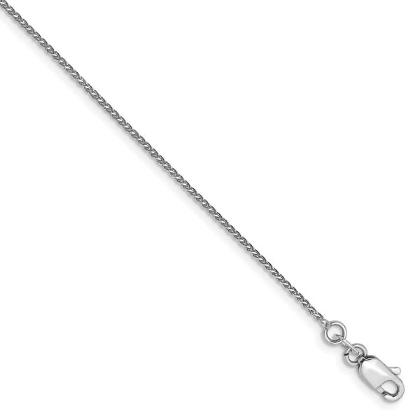 1mm, 14k White Gold, Diamond Cut Solid Spiga Chain Bracelet, 6 Inch