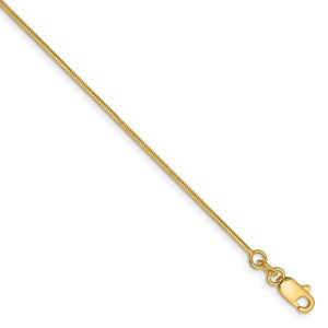 1mm, 14k Yellow Gold, Octagonal Snake Chain Bracelet, 7 Inch