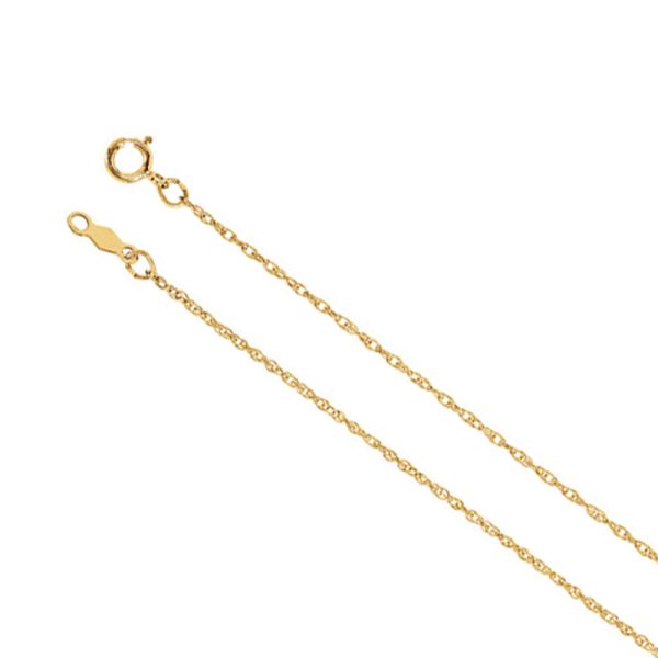 1mm 14k Yellow Gold Solid Loose Rope Chain Necklace, 16 Inch