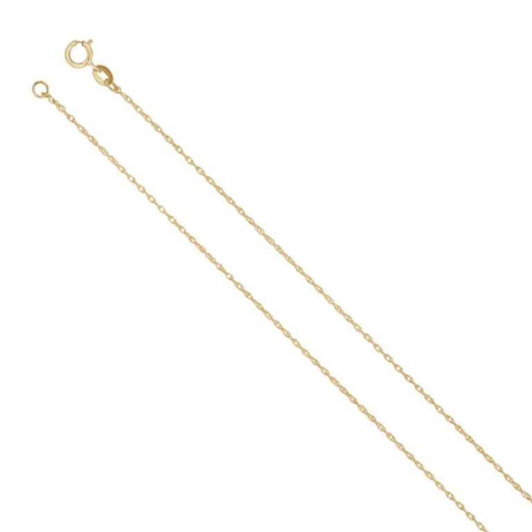 1mm 18k Yellow Gold Solid Loose Rope Chain Necklace, 16 Inch