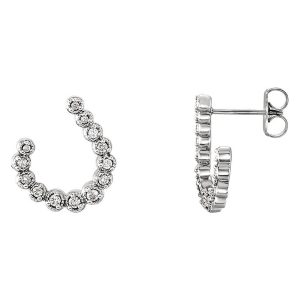 2 x 13mm 14k White Gold 1/4 CTW (G-H, I1) Diamond J-Hoop Earrings