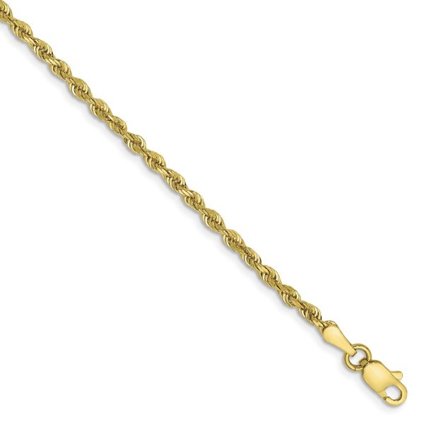 2.25mm 10k Yellow Gold D/C Quadruple Rope Chain Bracelet, 7 Inch