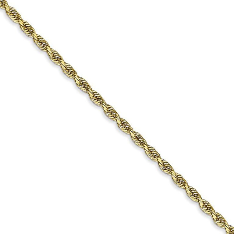 2.25mm 10k Yellow Gold D/C Quadruple Rope Chain Necklace, 18 Inch