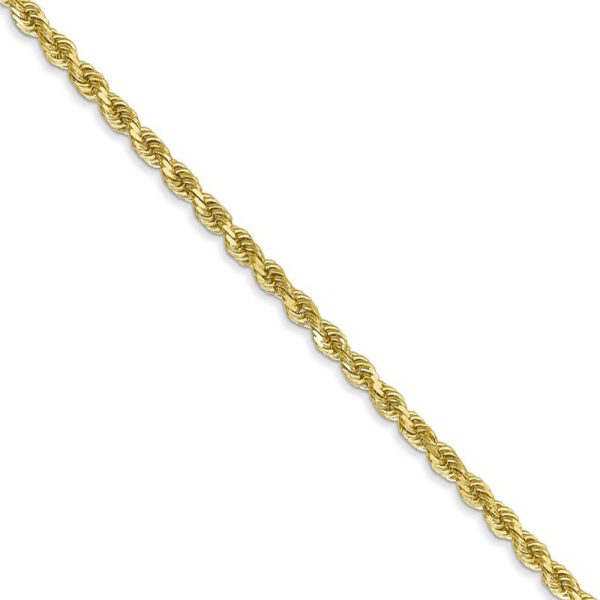 2.25mm 10k Yellow Gold Diamond Cut Solid Rope Chain Necklace, 16 Inch