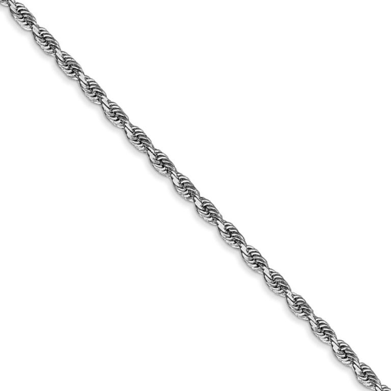 2.25mm, 14k White Gold D/C Quadruple Rope Chain Necklace, 16 Inch