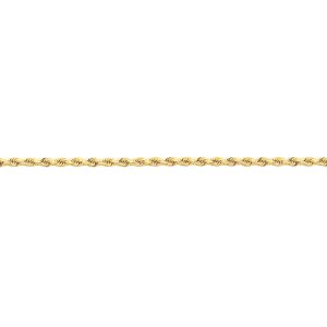 2.25mm, 14k Yellow Gold Diamond Cut Solid Rope Chain Bracelet, 7 Inch