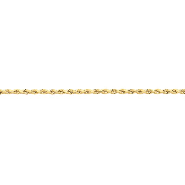 2.25mm, 14k Yellow Gold Diamond Cut Solid Rope Chain Bracelet, 7 Inch