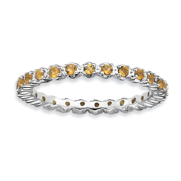 2.25mm Silver Stackable Citrine Band, Size 5