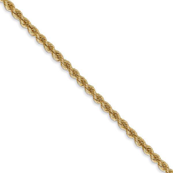 2.5mm, 14k Yellow Gold, Handmade Solid Rope Chain Necklace, 24 Inch