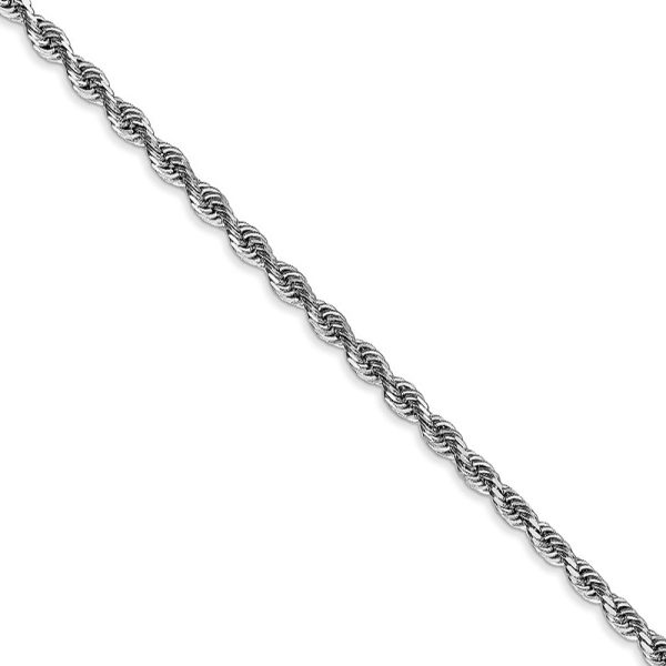 2.75mm 10k White Gold D/C Quadruple Rope Chain Bracelet, 7 Inch