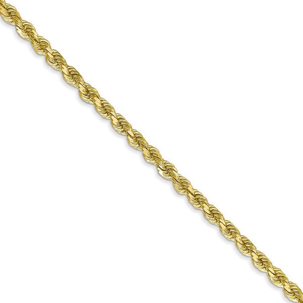 2.75mm 10k Yellow Gold Solid Diamond Cut Rope Chain Necklace, 22 Inch