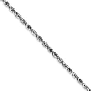 2.75mm, 14k White Gold D/C Quadruple Rope Chain Necklace, 18 Inch