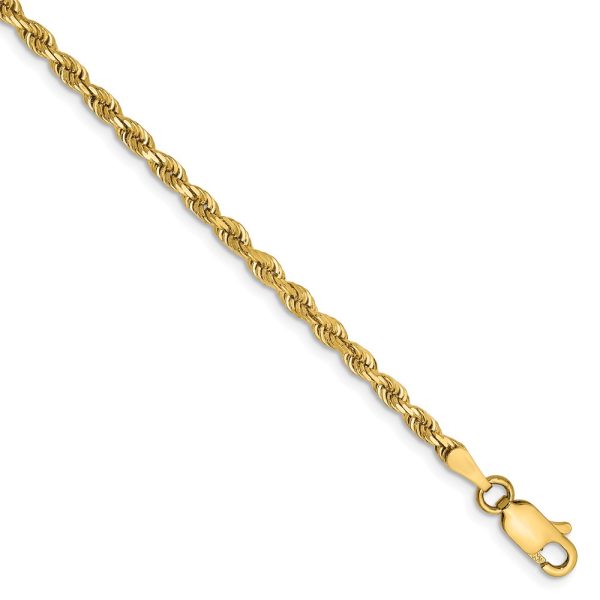 2.75mm, 14k Yellow Gold, D/C Quadruple Rope Chain Bracelet, 8 Inch