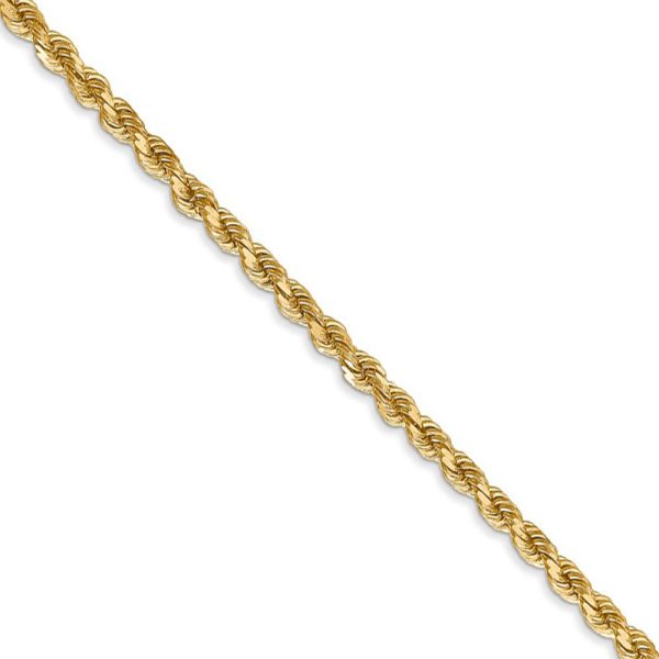 2.75mm 14k Yellow Gold, Diamond Cut Solid Rope Chain Necklace, 18 Inch