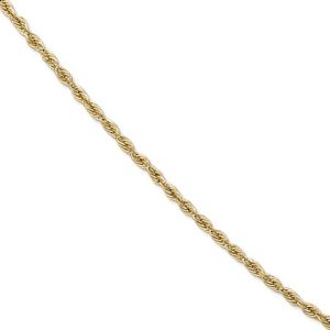 2.8mm 10k Yellow Gold Hollow Rope Chain Necklace, 16 Inch