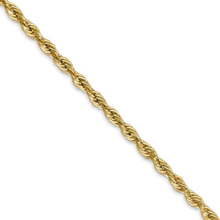 2.8mm 14k Yellow Gold Hollow Rope Chain Necklace, 18 Inch