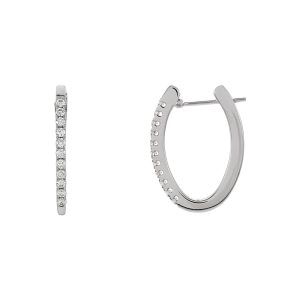 20mm Oval 1/3 Cttw Diamond Hoop Earrings in 14k White Gold